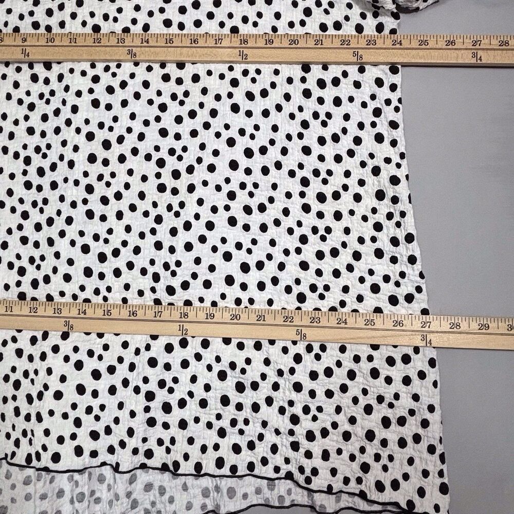 Ali Miles Tunic Top Womens XL White With Black Polka Dots 3/4 Sleeves Hi Low Hem - Picture 5 of 11
